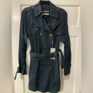 Washed 100% Cotton Navy Blue Trench Coat NWT